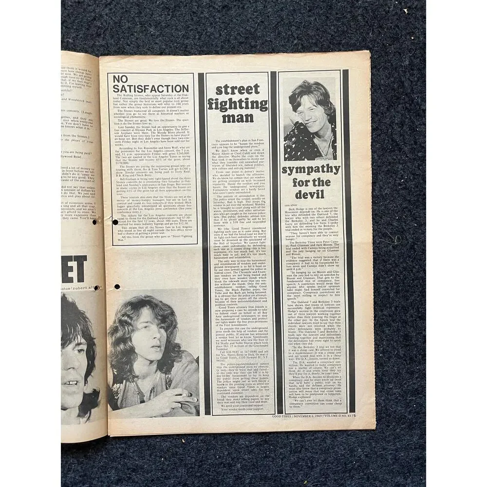 1969 Leftist Newspaper Vintage Ephemera Gifts, Vintage Zine, Good Times Decor,